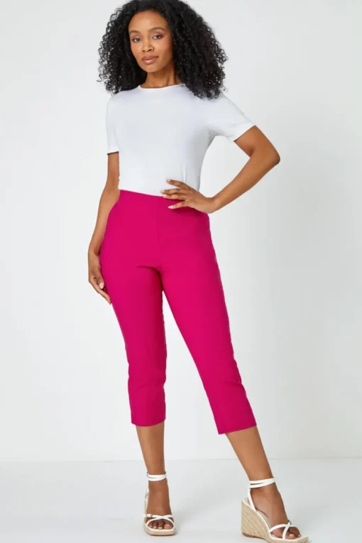 Roman Cerise Petite Cropped Stretch Trouser