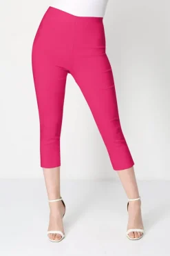 Roman Cerise Pink Cropped Stretch Trouser Capri Summer Leggings 3/4 Pedal Pushers