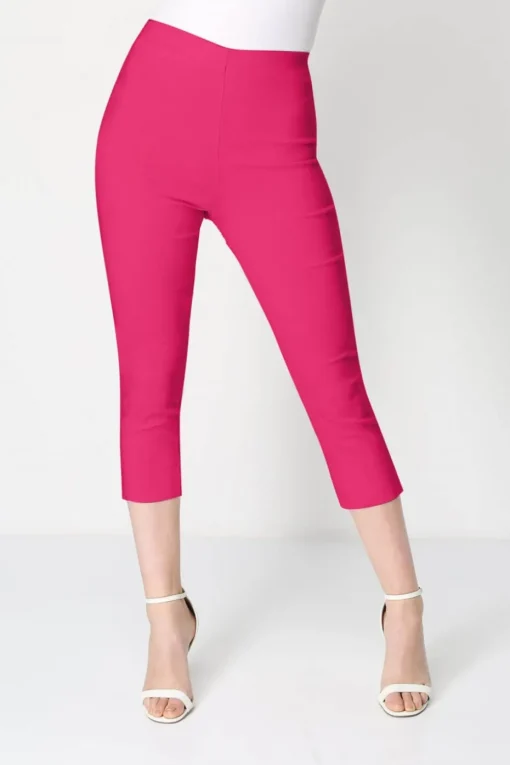 Roman Cerise Pink Cropped Stretch Trouser Capri Summer Leggings 3/4 Pedal Pushers