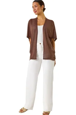 Roman Chocolate Cocoon Tunic Cardigan