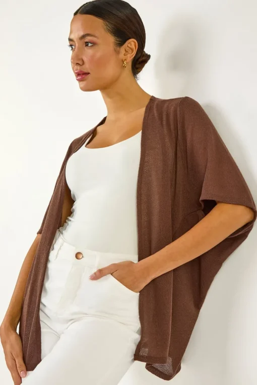 Roman Chocolate Cocoon Tunic Cardigan