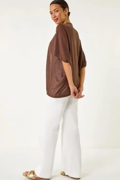 Roman Chocolate Cocoon Tunic Cardigan