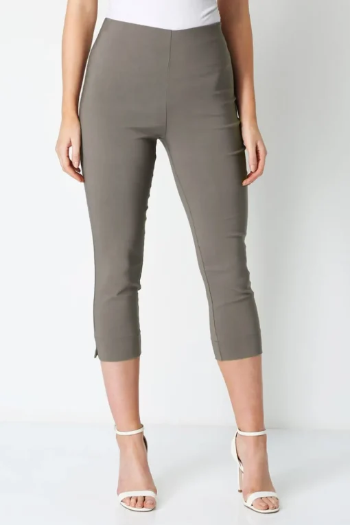 Roman Chocolate Cropped Stretch Trouser Capri Summer Leggings 3/4 Pedal Pushers