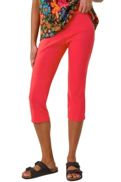 Roman Coral Cropped Stretch Trousers