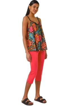 Roman Coral Cropped Stretch Trousers