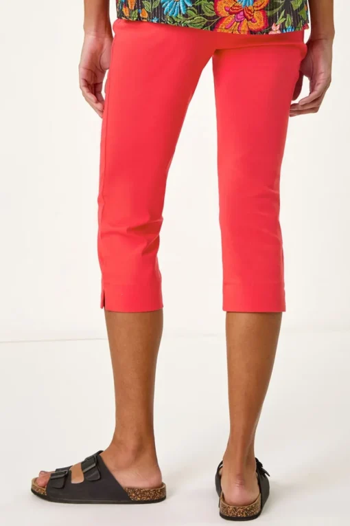 Roman Coral Cropped Stretch Trousers