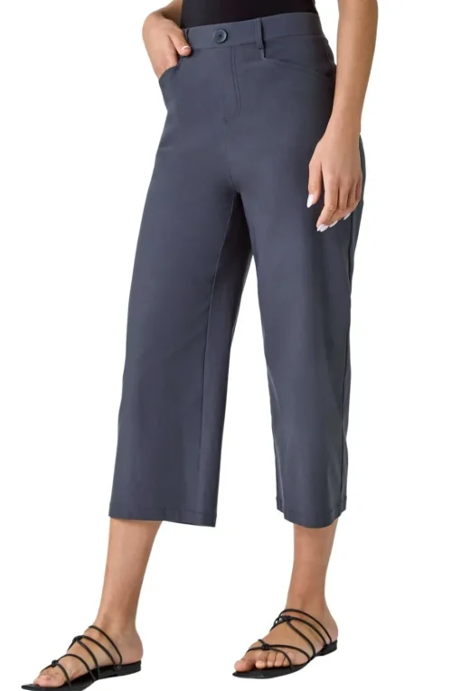 Roman Dark Grey Cropped Stretch Culotte