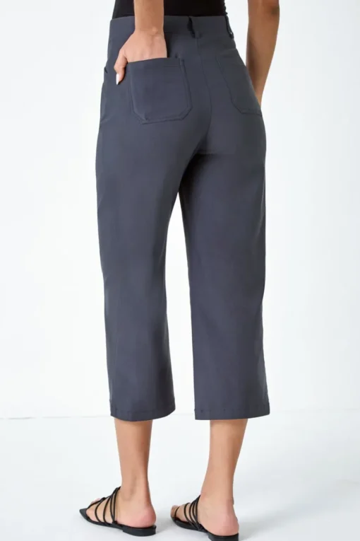 Roman Dark Grey Cropped Stretch Culotte