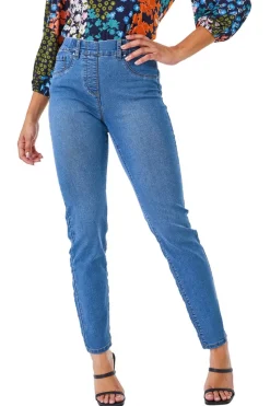 Roman Denim Blue Petite Stretch Denim Elastic Waist Jegging