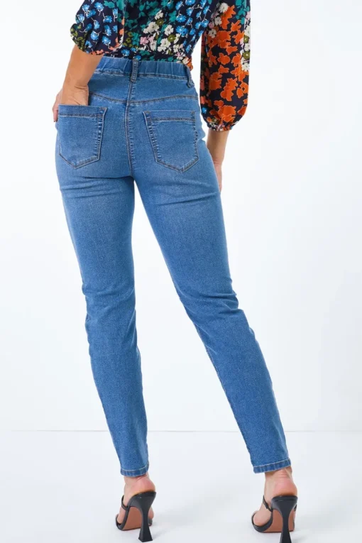 Roman Denim Blue Petite Stretch Denim Elastic Waist Jegging
