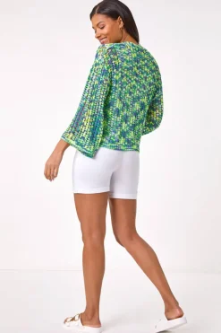 Roman Denim Blue Spacedye Knit Cardigan