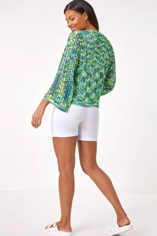 Roman Denim Blue Spacedye Knit Cardigan