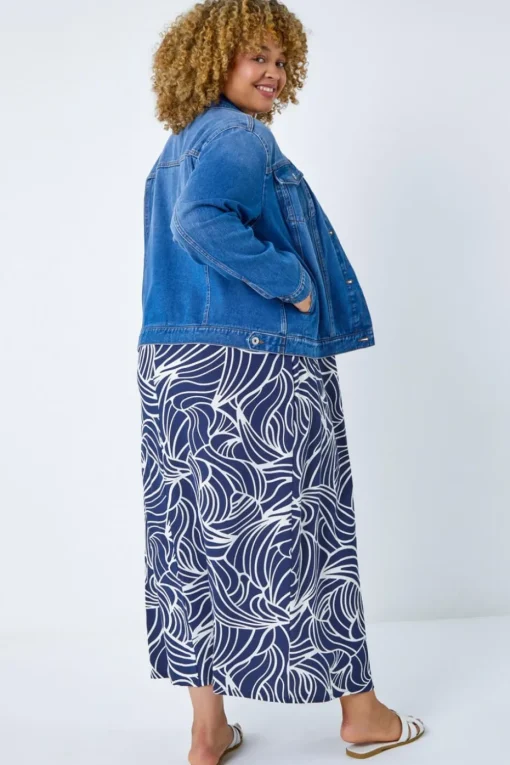 Roman Denim Curve Cotton Denim Jacket