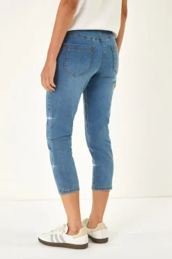 Roman Denim Embellished Cropped Stretch Jeggings