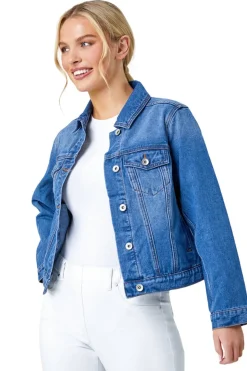 Roman Denim Petite Bleached Denim Jacket