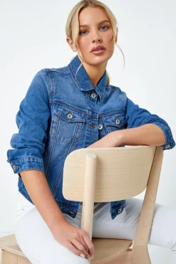 Roman Denim Petite Bleached Denim Jacket