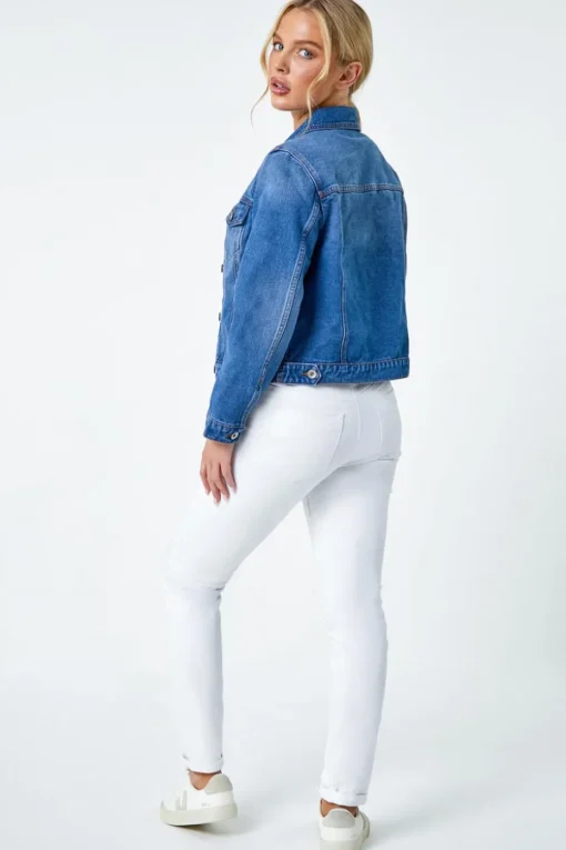 Roman Denim Petite Bleached Denim Jacket