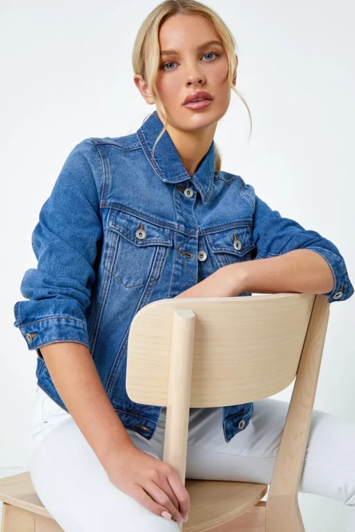 Roman Denim Petite Bleached Denim Jacket