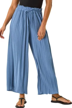 Roman Denim Pleated Wide Leg Stretch Culottes