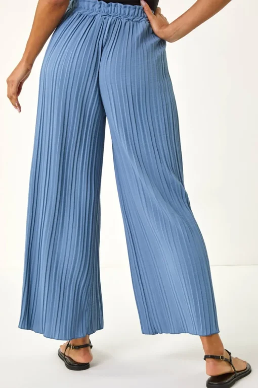 Roman Denim Pleated Wide Leg Stretch Culottes