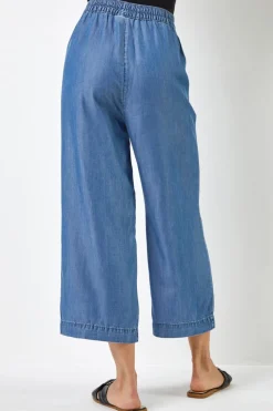 Roman Denim Waist Tie Detail Culottes