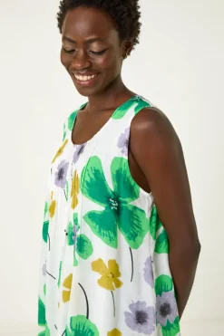 Roman Green Abstract Print Overlay Top