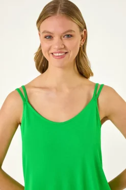Roman Green Double Strap Stretch Vest Top