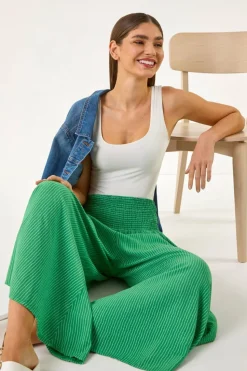 Roman Green Fine Stripe Wide Culotte