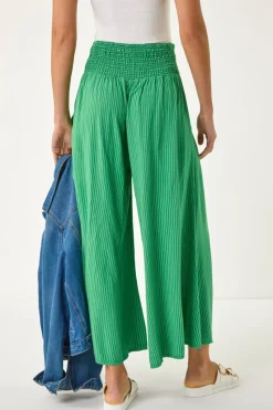 Roman Green Fine Stripe Wide Culotte