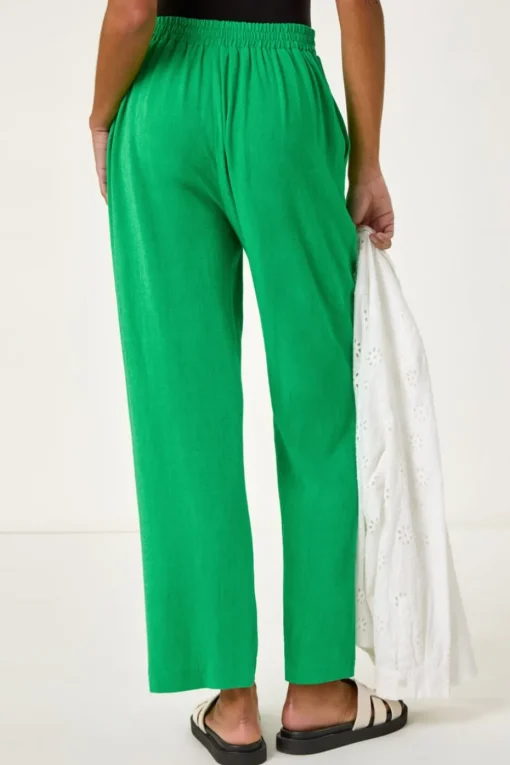 Roman Green Full Length Linen Trousers