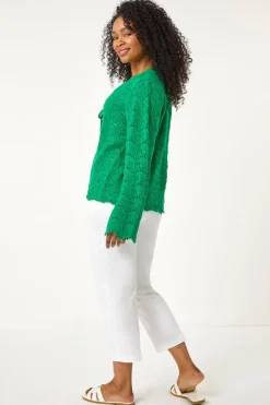 Roman Green Petite Plain Knitted Tie Cardigan