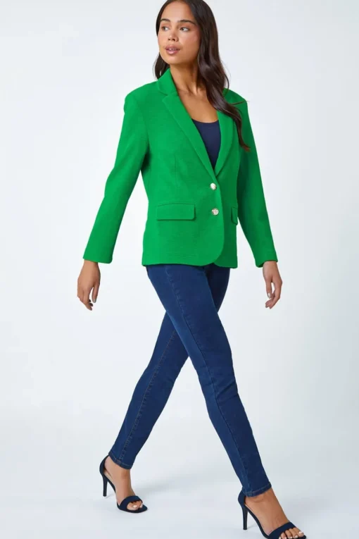 Roman Green Petite Textured Stretch Blazer
