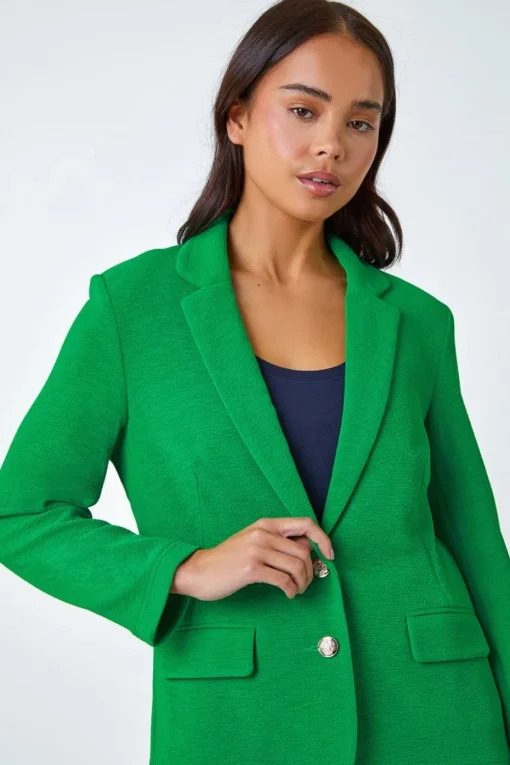 Roman Green Petite Textured Stretch Blazer