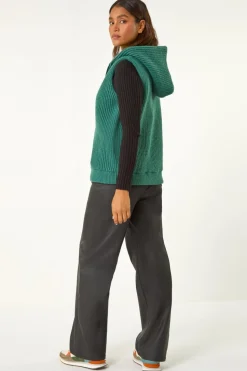 Roman Green Reversible Hooded Knit Gilet