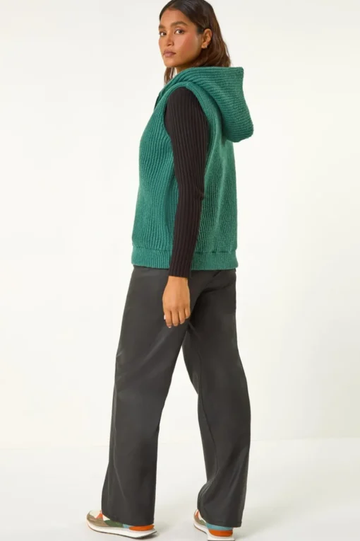 Roman Green Reversible Hooded Knit Gilet