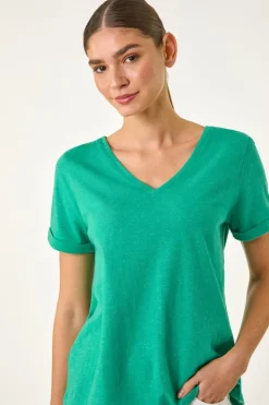 Roman Green Shimmer V-Neck Top