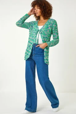 Roman Green Spacedye Tie Knit Cardigan
