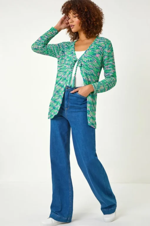 Roman Green Spacedye Tie Knit Cardigan