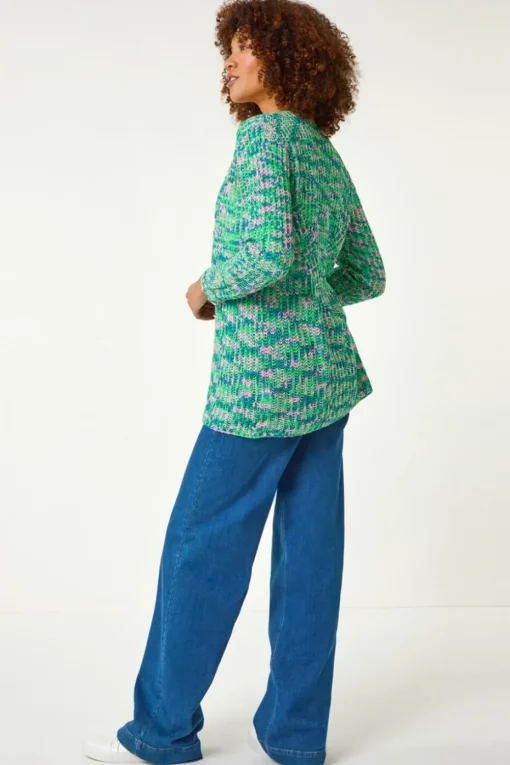 Roman Green Spacedye Tie Knit Cardigan