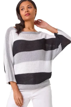 Roman Grey Colourblock Stripe Knit Jumper
