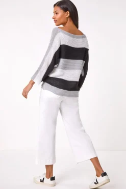 Roman Grey Colourblock Stripe Knit Jumper