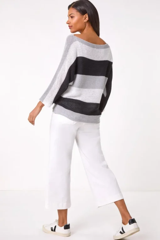 Roman Grey Colourblock Stripe Knit Jumper