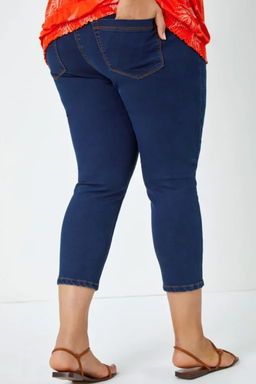 Roman Indigo Curve Elastic Waist Cropped Denim Jeggings