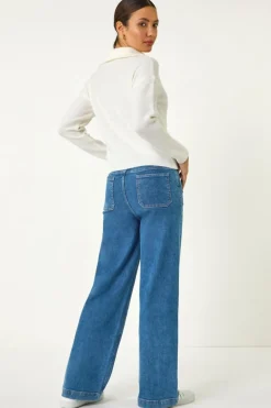 Roman Ivory Collar Zip Neck Knit Jumper
