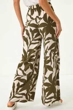 Roman Ivory Floral Mono Wide Leg Trouser