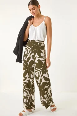 Roman Ivory Floral Mono Wide Leg Trouser