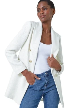 Roman Ivory Tailored Longline Boucle Jacket