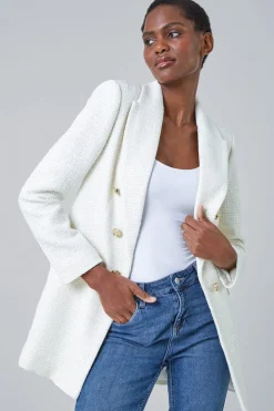 Roman Ivory Tailored Longline Boucle Jacket