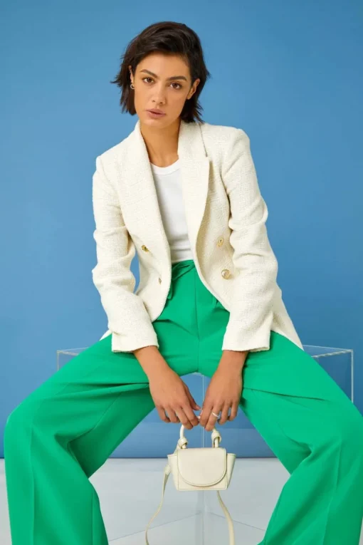 Roman Ivory Tailored Longline Boucle Jacket