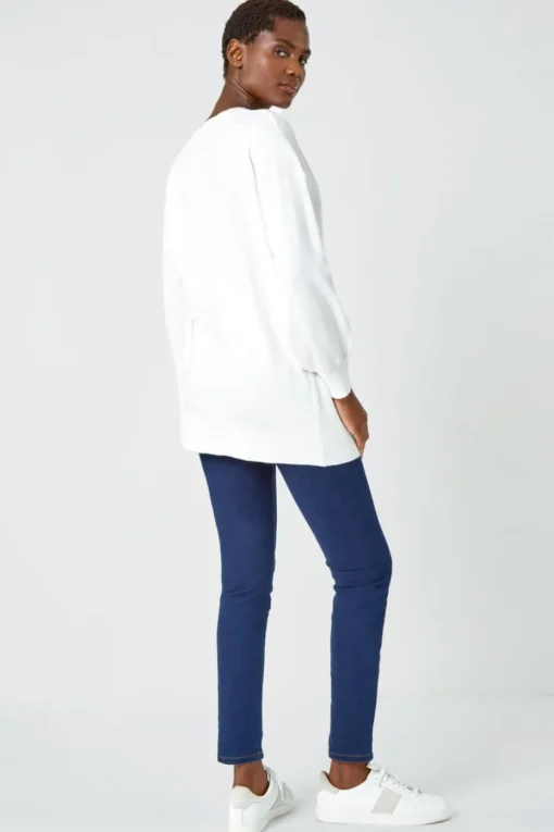 Roman Ivory V-Neck Stretch Jumper